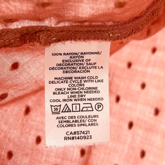 Loft Terracotta Eyelet Embroidered Puff Sleeve Button-Down Top Size M - Picture 5 of 6